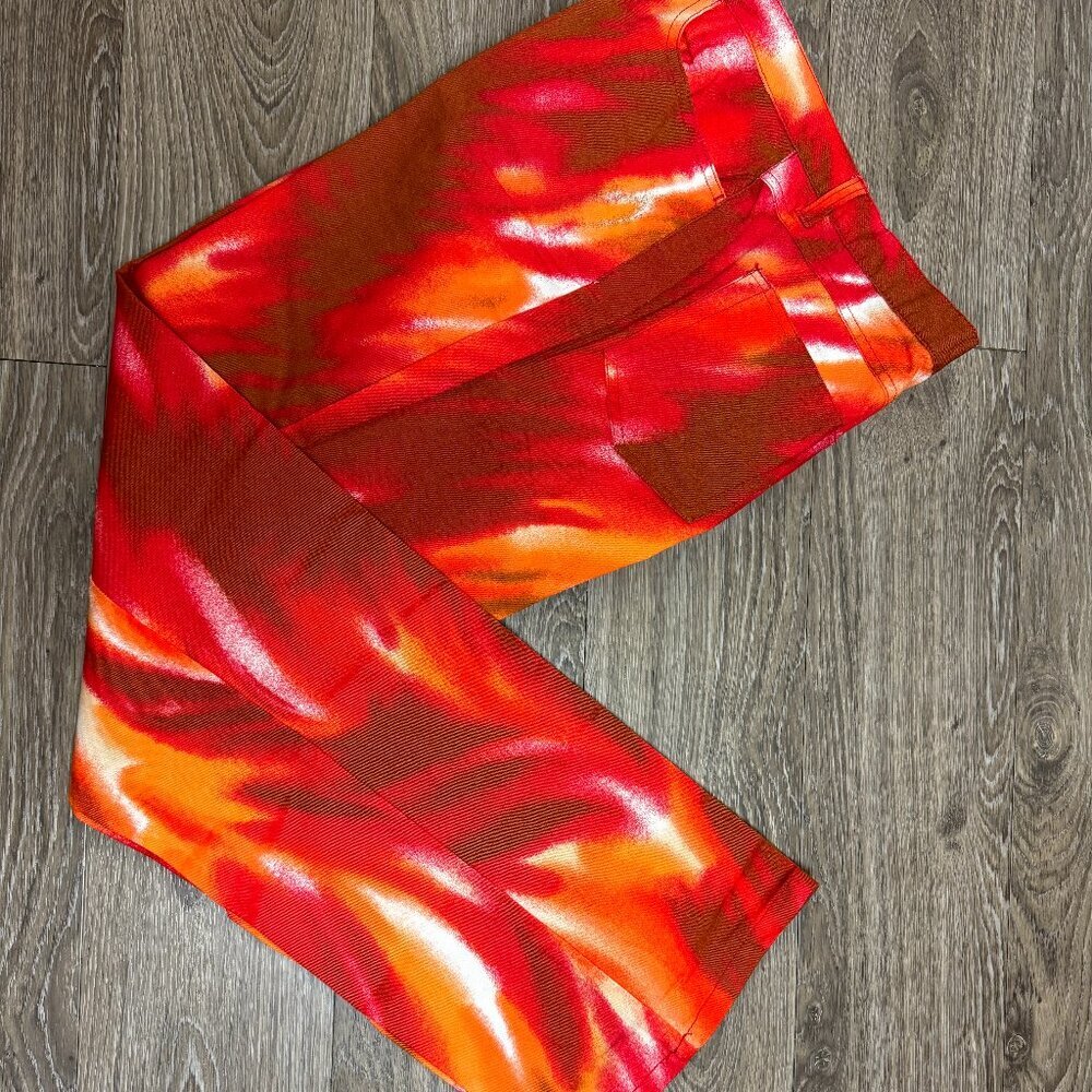 NWOT Jeans FIRE  Red & Orange Cotton Wide Leg Size 16